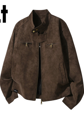 it :5cm/FIVECM春秋季扎染PU皮夹克外套男女2026新款立领休闲上衣