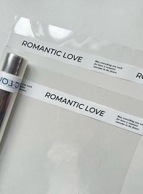 新款英文防水玻璃纸白色浪漫爱情透明OPP膜网红简约英文字母包装