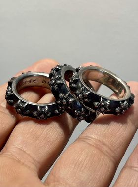 现货潮酷黑冰925纯银六芒星图案纯银戒指