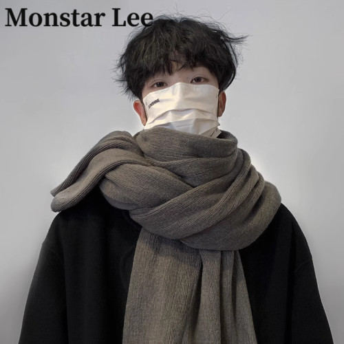 MonstarLee纯色围巾男冬季