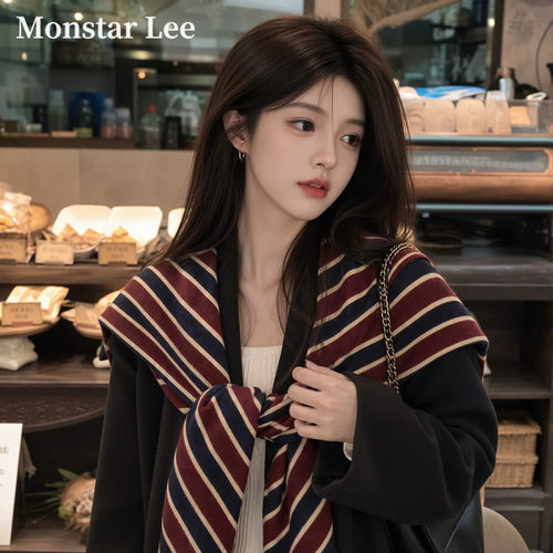 条纹法式外搭复古北欧风韩版气质