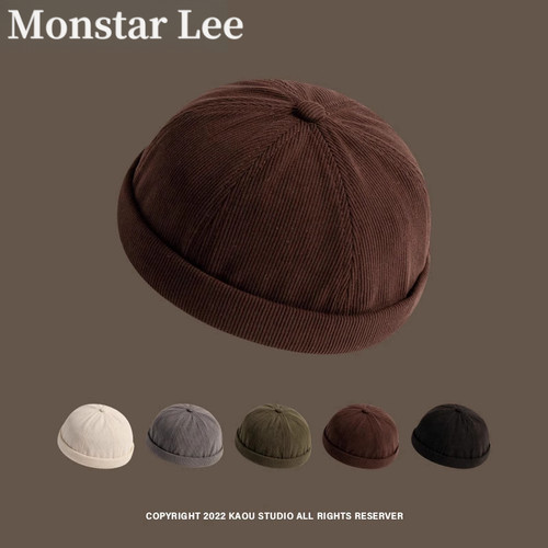 MonstarLee复古灯芯绒瓜皮帽