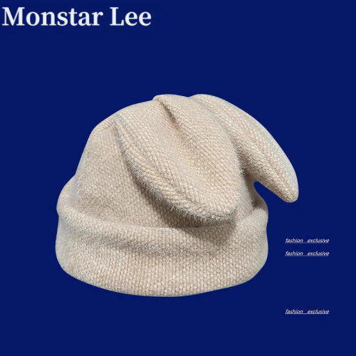 MonstarLee毛绒兔耳朵堆堆帽