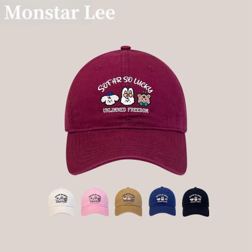 MonstarLee百搭情侣酒红棒球帽
