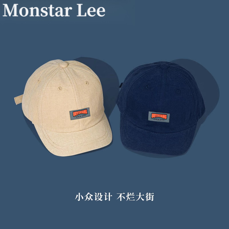 Monstar Lee个性帽子日系短檐软顶鸭舌帽男女小沿美式百搭棒球帽