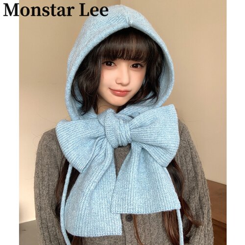 MonstarLee帽子围巾一体保暖针织帽冬加厚护耳巴拉克拉法帽毛线帽