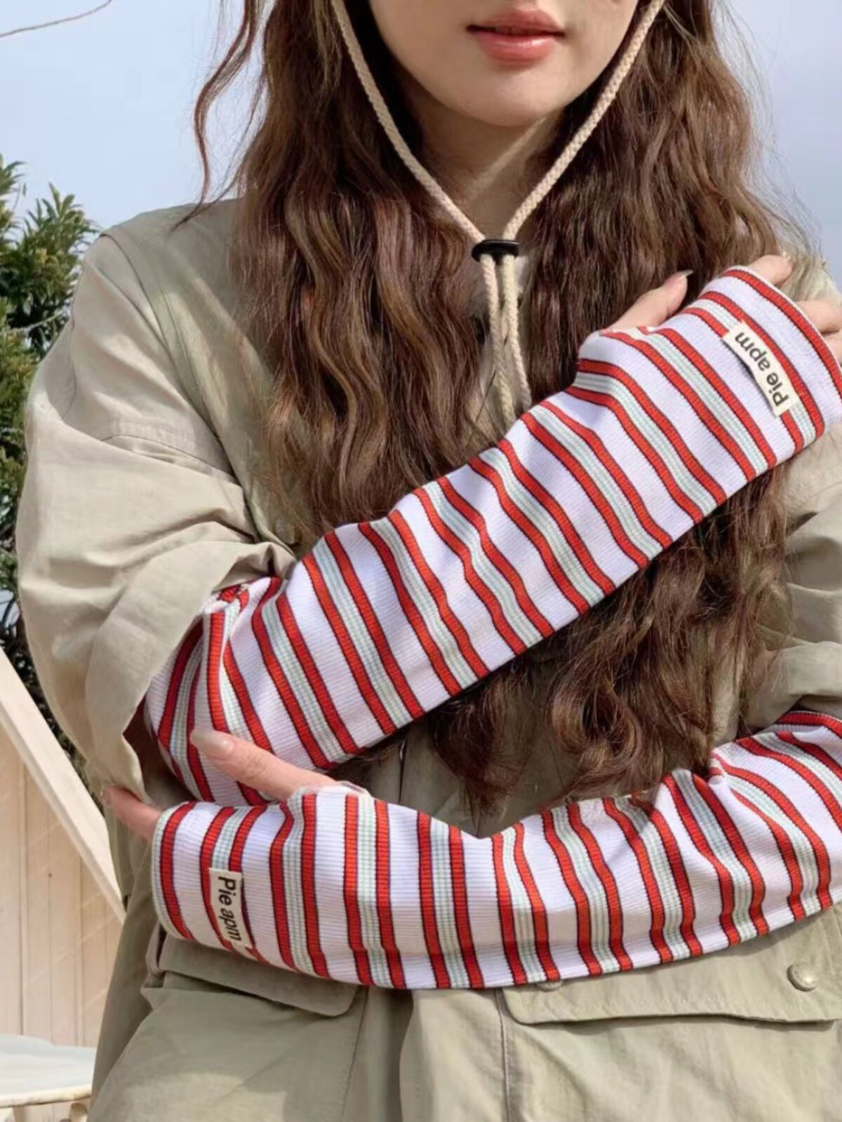 STRIPED SUNSCREEN SLEEVE SLEEVE WOMENS SUMMER THIN ANTI-ULTRAVIOLET SUNSHADE ARM PROTECTION ICE SLEEVE RIDING DRIVING LENGTHENED