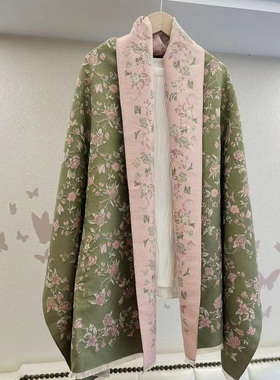 2023新款仿羊绒披肩红色学生办公室围脖小碎花围巾女冬季