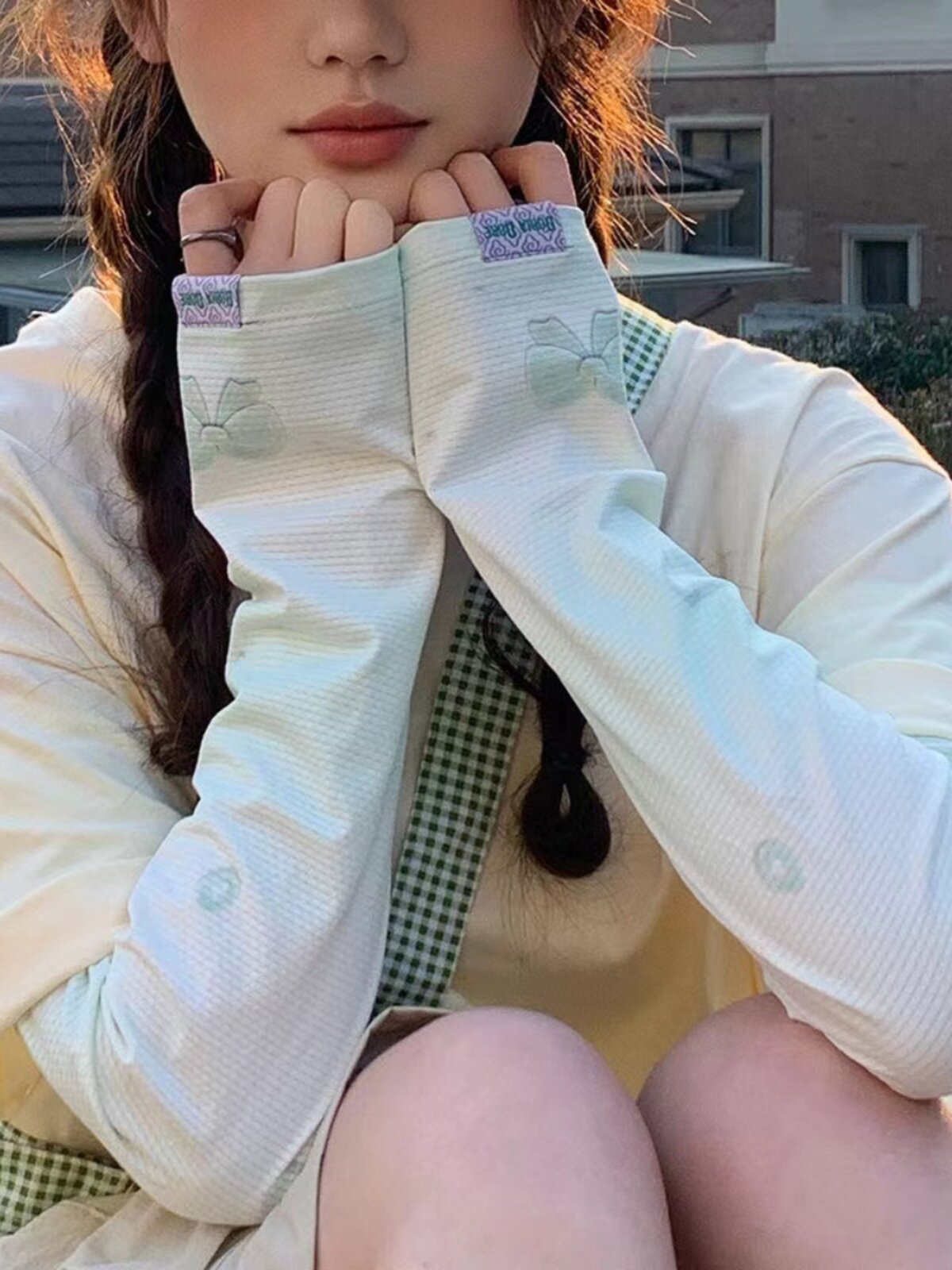 HIGH-VALUE ANIME BOW ANTI-ULTRAVIOLET ICE SLEEVE GIRL ICE SILK LOOSE SUMMER CYCLING SUNSHADE SUNSCREEN SLEEVE COVER