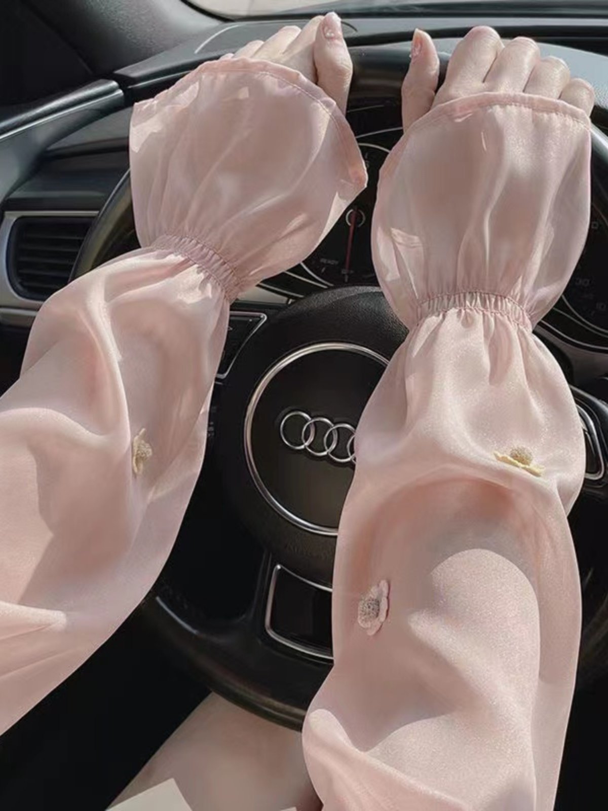 CUTE THREE-DIMENSIONAL FLOWER SLEEVE SLEEVE WOMENS SUMMER SWEET PUFF SLEEVE LOOSE MESH ARM COVER DRIVING TRIP SUNSHADE ICE SLEEVE