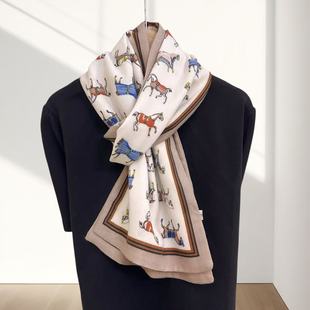 气质双层棉麻围巾女春秋冬季装饰薄款丝巾披肩长款旅游纱巾围脖