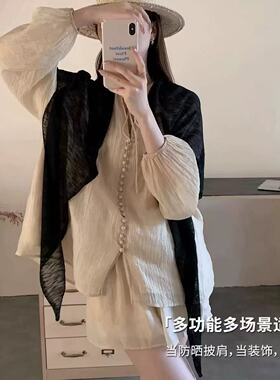 2026文艺百搭大三角巾丝巾女春秋季薄款外搭披肩装饰配裙子小坎肩