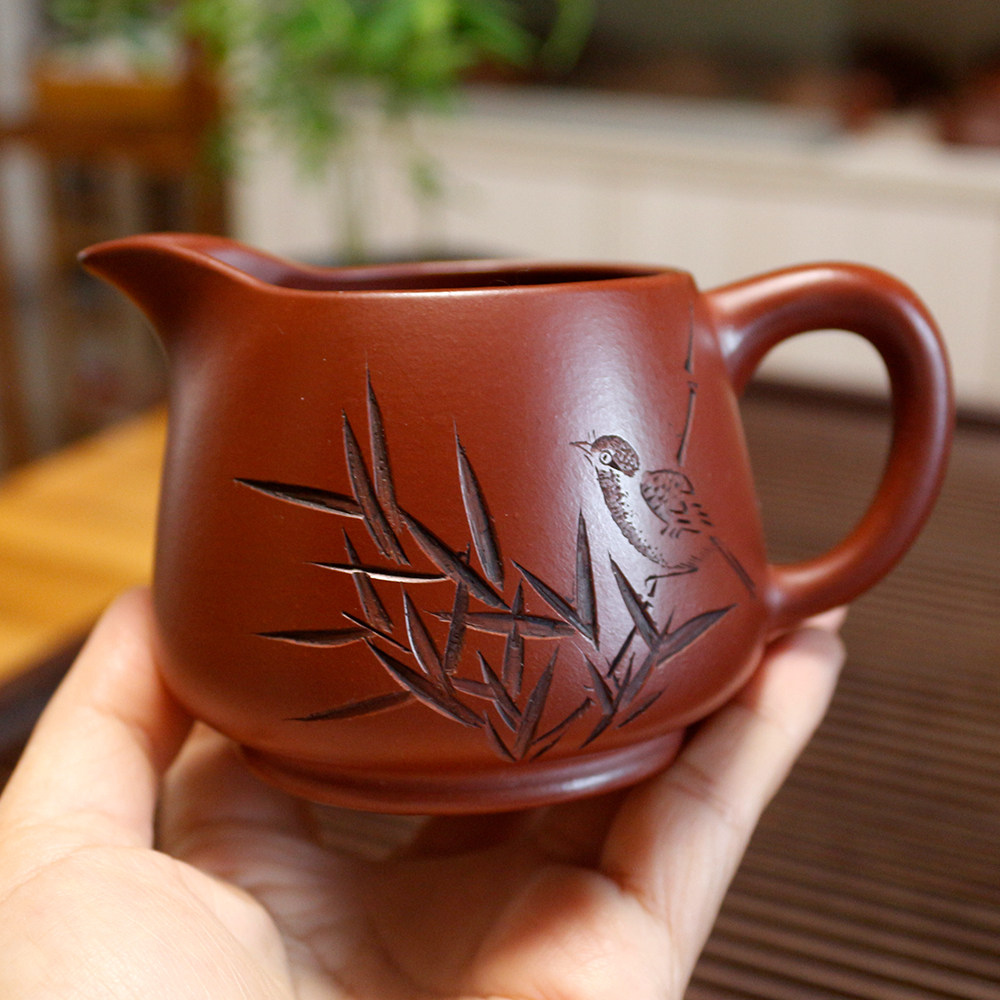 手工刻宜兴紫砂公道杯奶杯分茶器图片