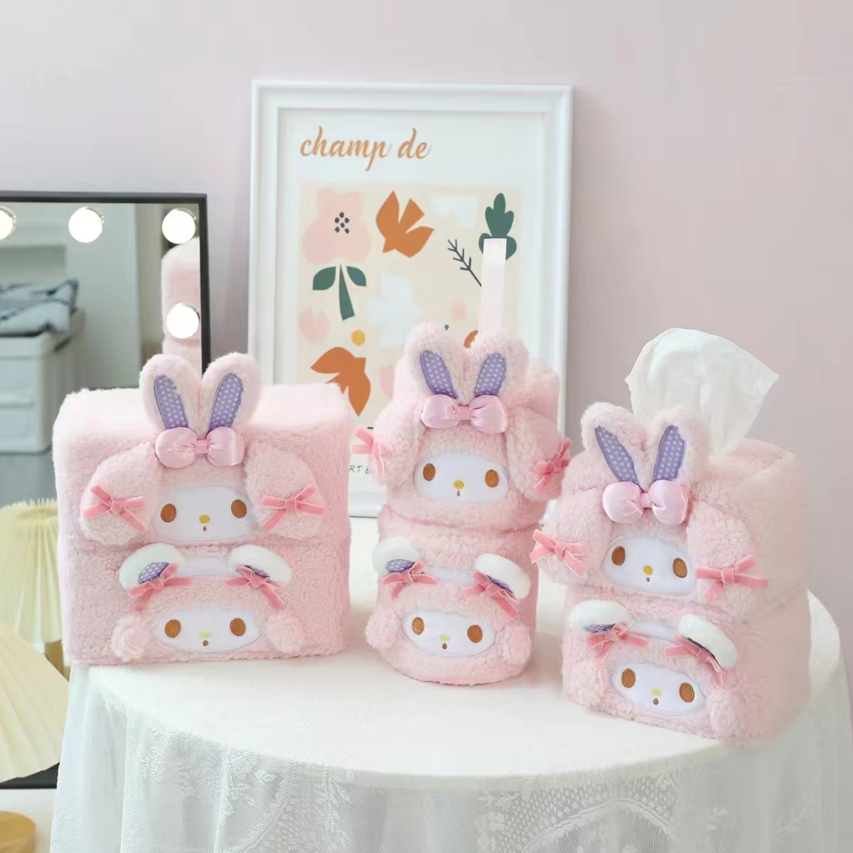 卡通美乐蒂小羊毛绒纸巾套家居车用客厅抽纸纸巾盒套桌面装饰