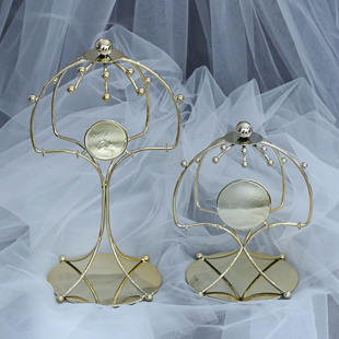 2024高级展示架中式凤冠头饰婚纱礼服馆皇冠展示架电镀金色展示架