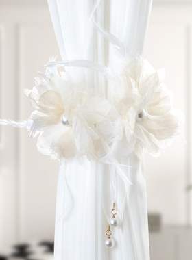 MUZE·秋季新品羽毛花朵浪漫法式轻奢绑带一对装