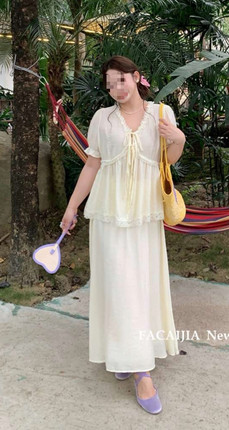 2026夏季新款大码女装蕾丝拼接V领泡泡短袖衬衫