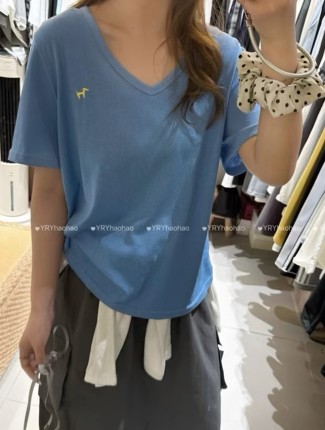 好好家2026夏季新款大码女装V领短袖T恤女宽松显瘦百搭上衣