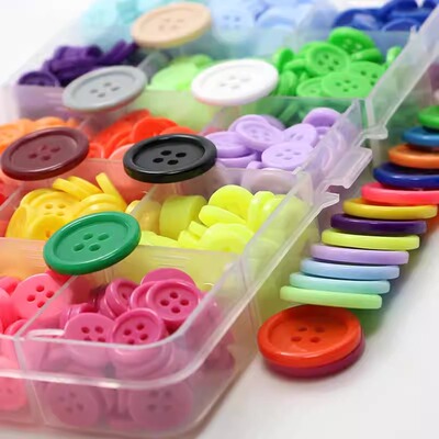 彩色树脂四眼细边钮扣手工diy