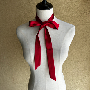 约3X143cm 手打领结 仿真丝 红色 缎面挂脖飘带