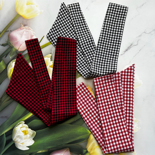 6色 红白格子色织棉布腰带 小朝阳格纹 甜美可爱绑蝴蝶结飘带发带