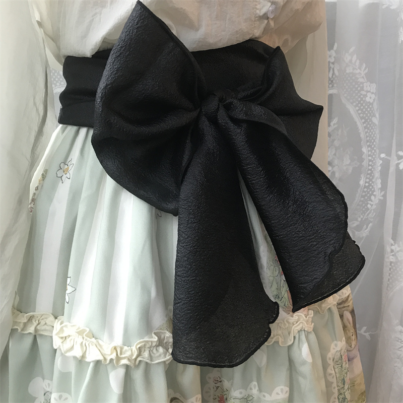 优雅黑色超大尺寸珠光纱腰带 20X250超大蝴蝶结 绕两圈 收腰 百搭