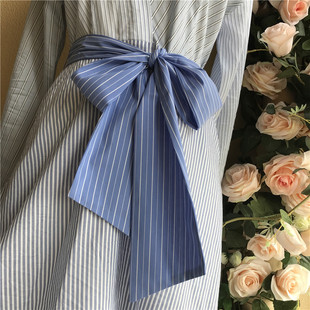瑕不掩瑜 蓝白条纹腰带 蓝底细白条  色织棉布 休闲中性款 夏季