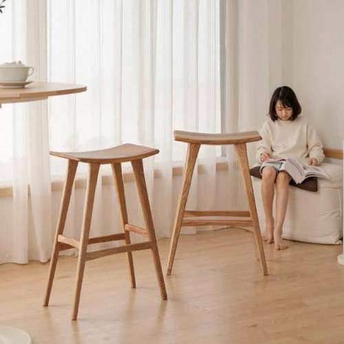 马鞍凳高脚椅原木风吧台凳全实木