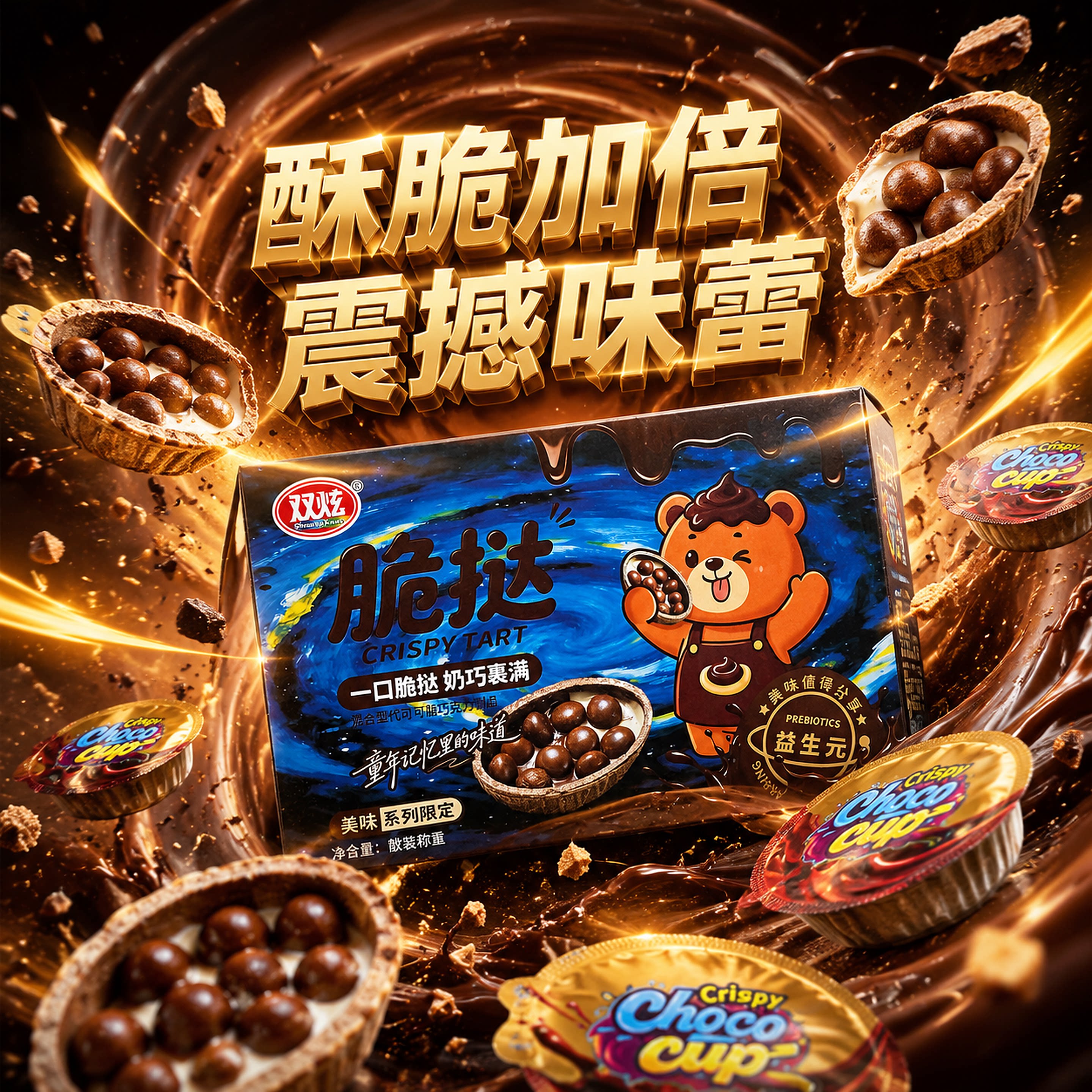 【40%酱】益生元脆挞杯星球脆巧克力制品