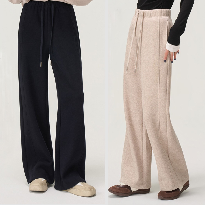 细腻柔软！ 【羊毛蚕丝裤】 冬新特厚羊毛蚕丝加绒女装保暖阔腿裤