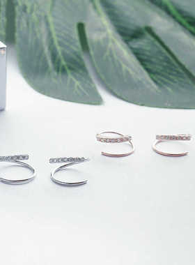 弹簧圈圈螺旋网红耳饰品锆石日韩