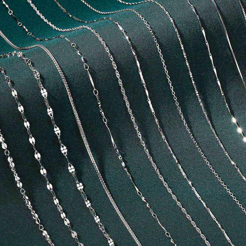 爱唯雅 999足银项链女纯银链子正品无吊坠银饰绳配饰颈链锁骨链短