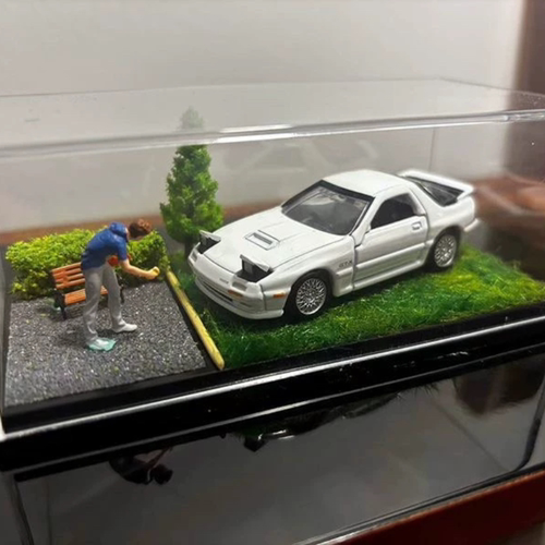 164合金车模展示盒高透四季场景