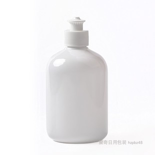 300ML毫升矮胖手拉盖瓶洗洁精乳液分装塑料瓶拉拔盖24牙PET瓶聚奇