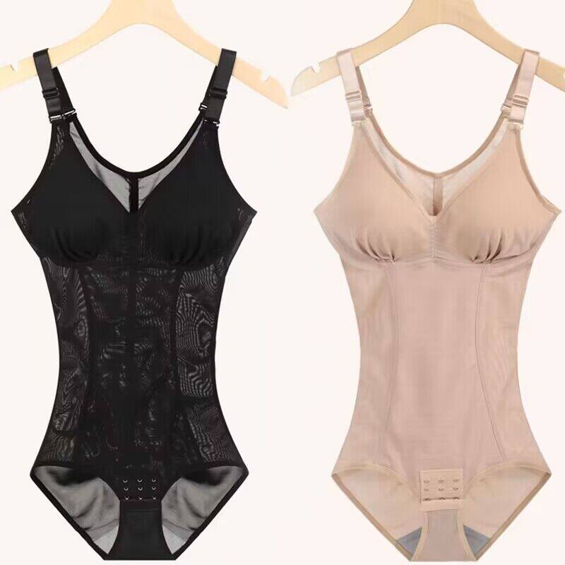 带文胸大码连体塑身衣女夏季薄款收腹束腰提臀产后减肚子美体内衣