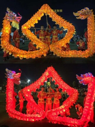 舞龙LED灯光舞龙道具夜光龙绸布LED灯光龙舞龙道具国标三号龙道具