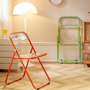透明折叠椅亚克力餐椅网红奶茶店休闲椅服装店拍照椅子化妆凳子