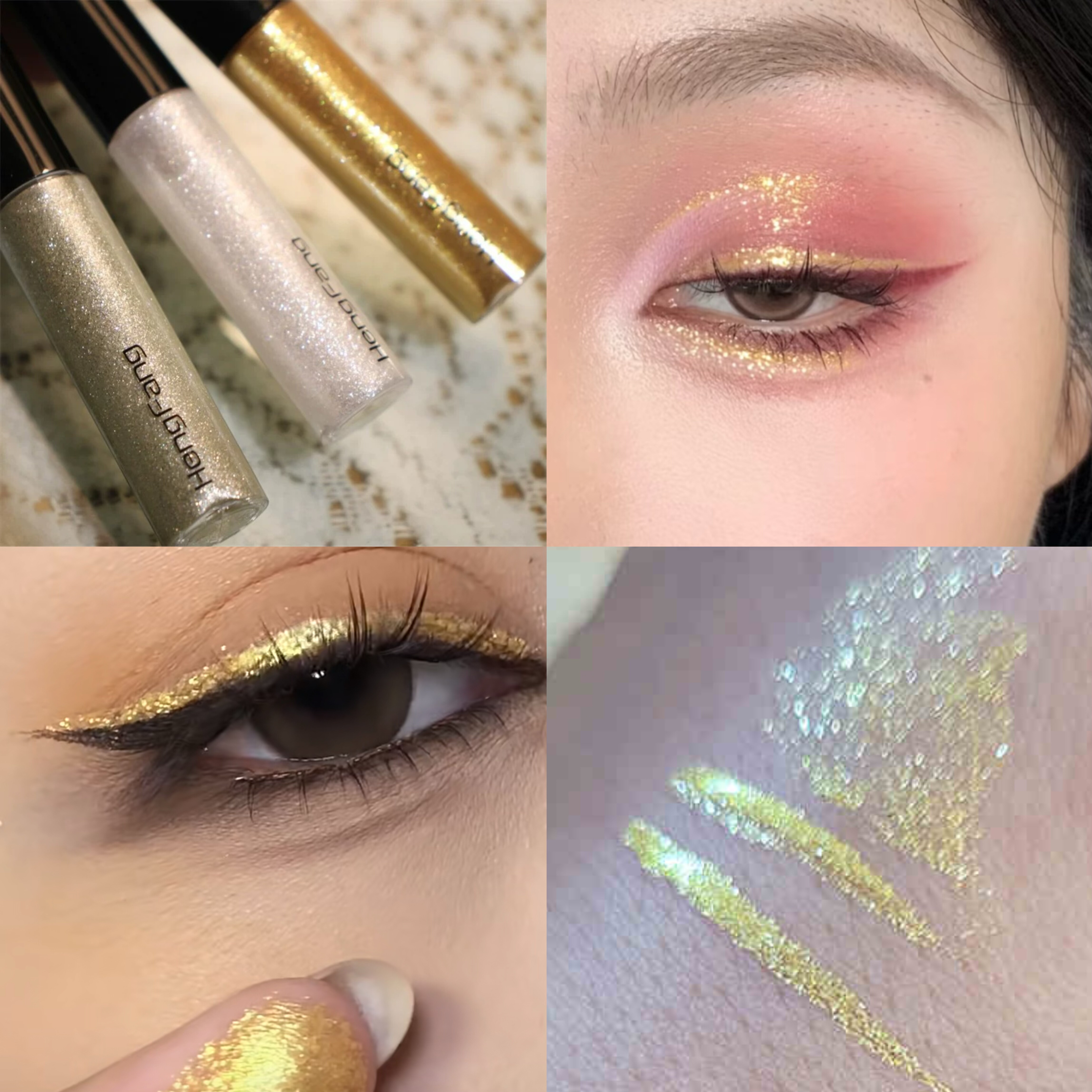 COS仿妆金银白色亮晶晶眼线液儿童舞台新年开运富家千金液体眼影