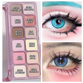 Cos二次元 萌妹万用眼妆粉色系眼影卧蚕阴影修容一体盘漫画娃娃眼