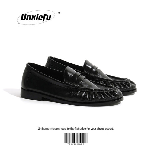 UNZIZHI真皮通勤一脚蹬乐福鞋