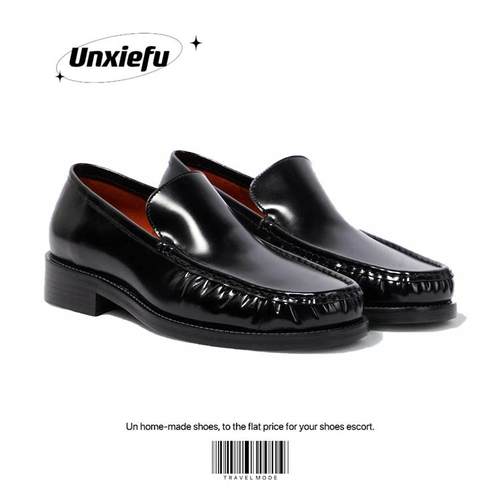 时尚休闲一脚蹬乐福鞋英伦皮鞋男