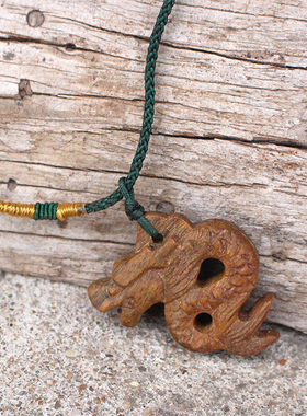 绿檀木生肖龙吊坠挂件纯手工