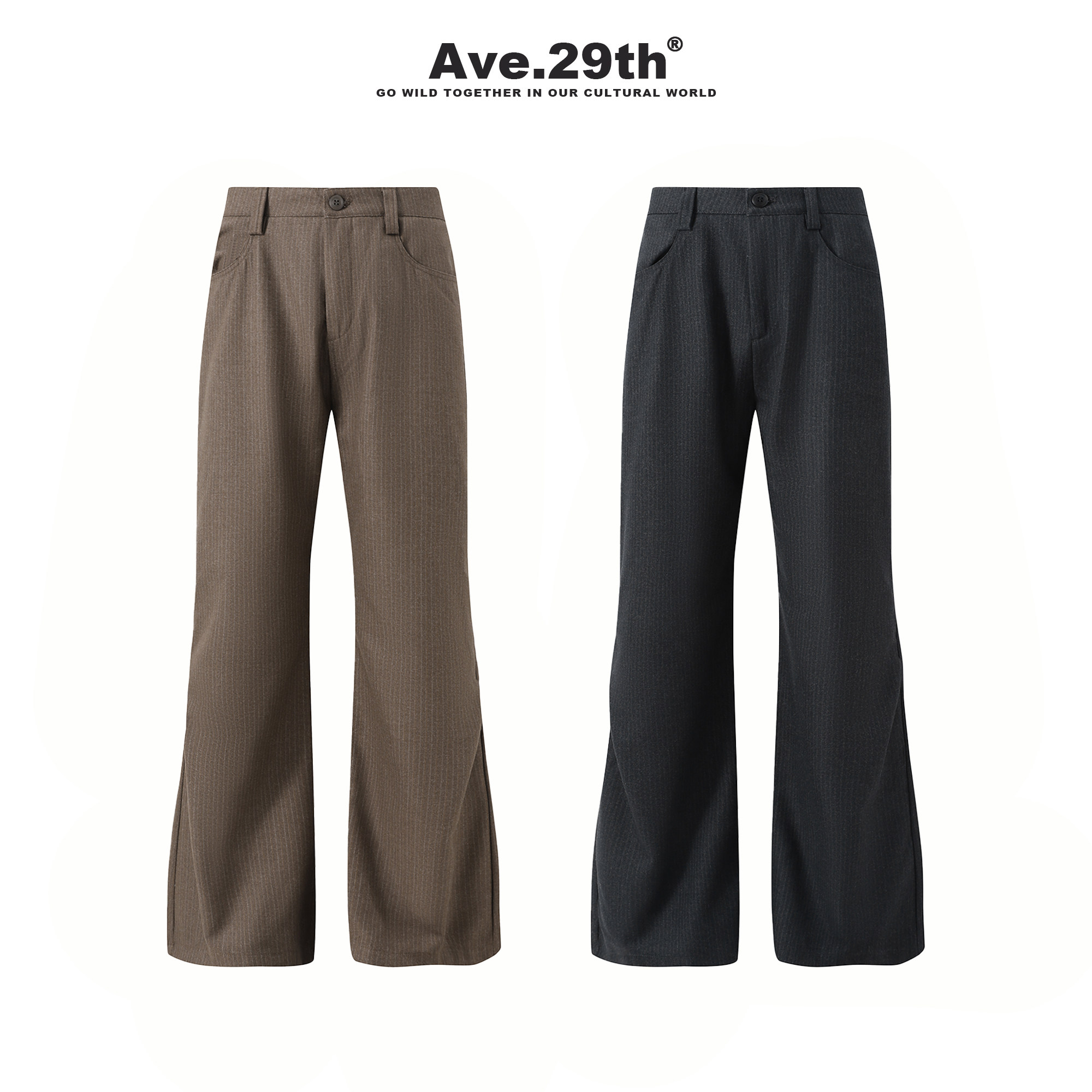 Ave.29th暗纹西裤cleanfit简约垂感设计双色微喇通勤长裤男女同款
