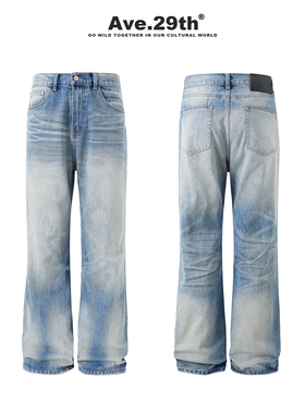 Ave.29th牛王水洗蓝手工猫须美式直筒宽松cleanfit牛仔裤