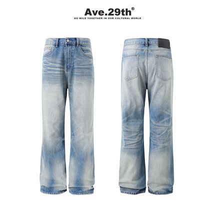 Ave.29th牛王水洗蓝手工猫须美式直筒宽松cleanfit牛仔裤
