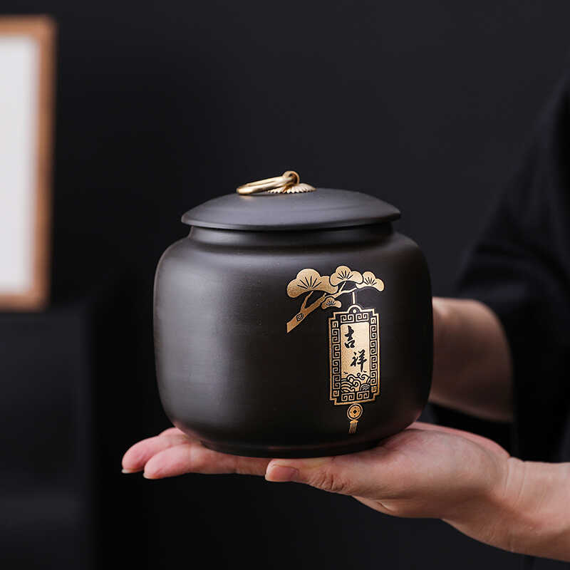 紫砂茶叶罐精品防潮茶罐储存罐普洱茶复古创意茶叶专用密封罐礼盒