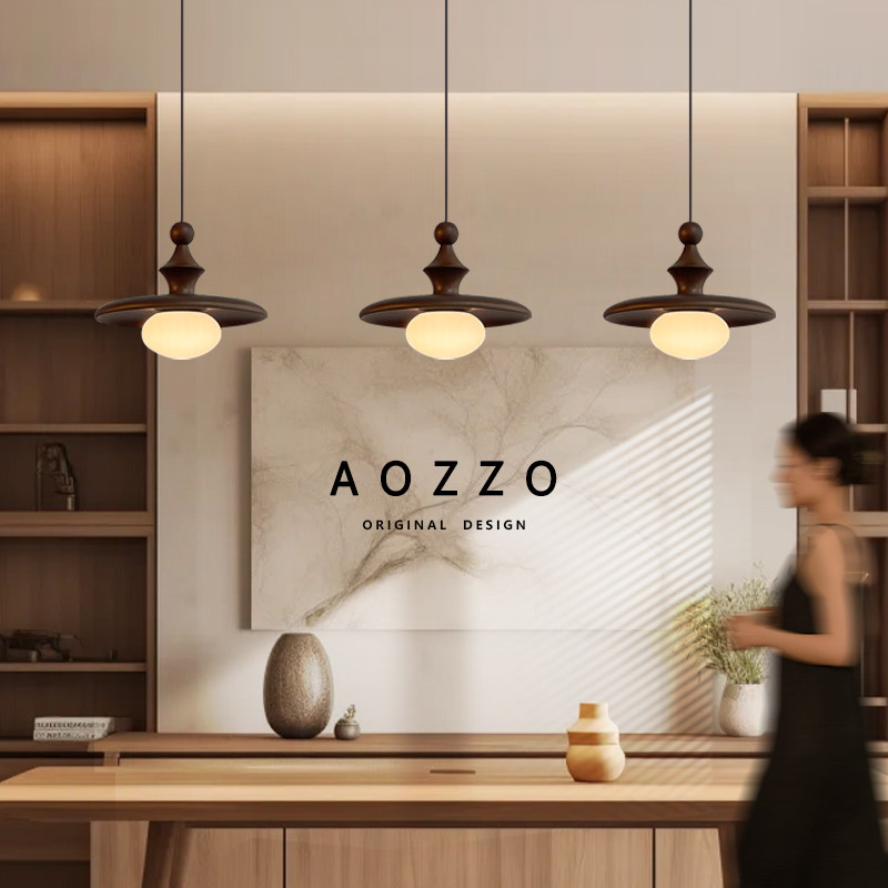 奥朵原木风吊灯覆古茶室吊灯2025新款宋式美学吊灯创意氛围感灯具