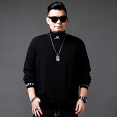 胖子大码 加肥加大上衣 印花春秋薄款 高领长袖 T恤男肥佬休闲打底衫