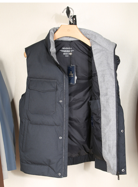 金利来男装羽绒服背心冬季新款立领白鹅绒马甲外套MDS22141415-78