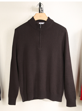 金利来男装毛衣2024冬季新款半高拉链羊毛针织衫MHSG19914041-97